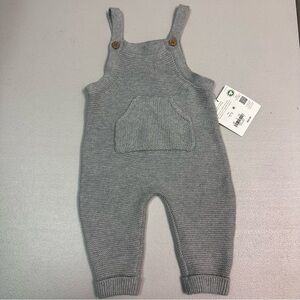 Cozy Gray Knit Kids Overalls